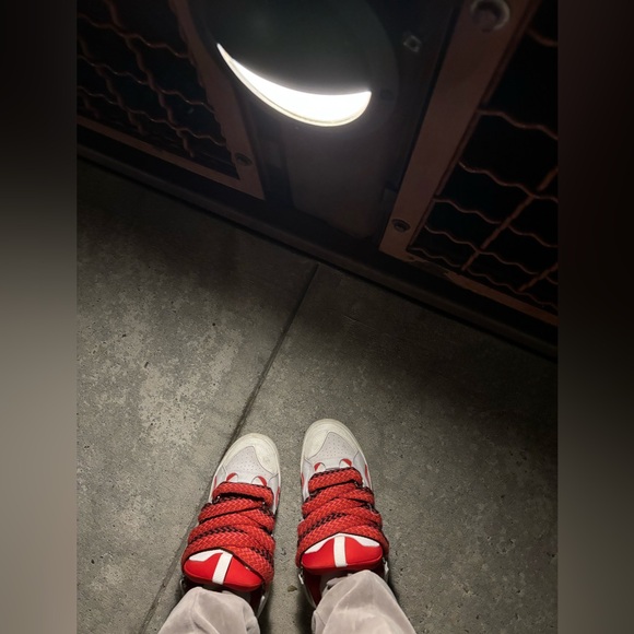 Red Lanvin Curb Panelled Sneakers Sz45 11-12 Men Fit 9-10 Women SSENSE Exclusive - Picture 4 of 12